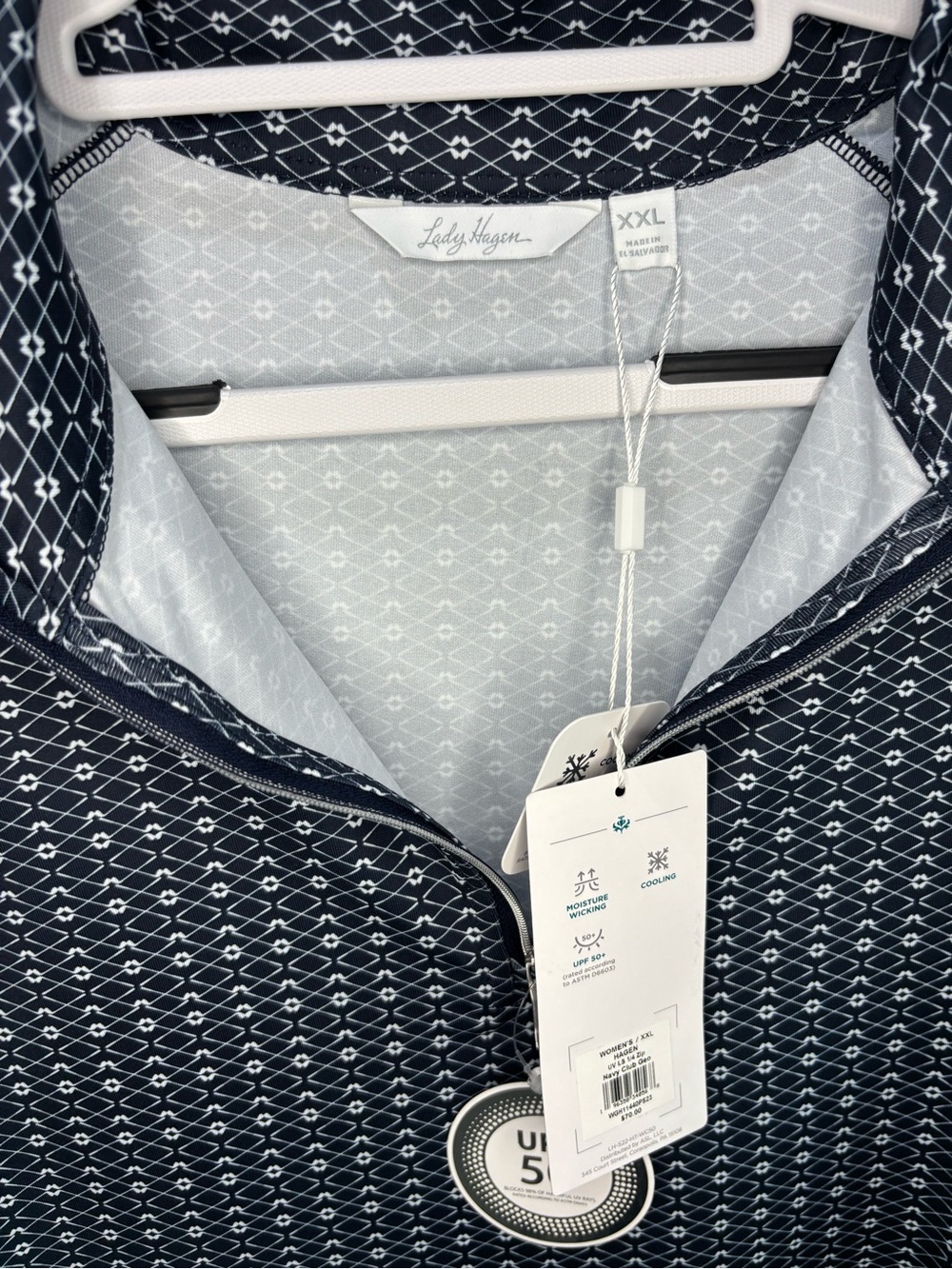 Lady Hagen Navy & White Geometric Quarter-Zip Pullover - Picture 3 of 4
